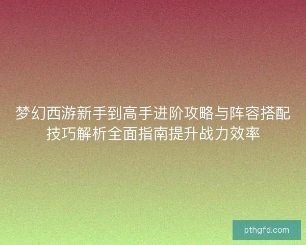 梦幻西游新手到高手进阶攻略与阵容搭配技巧解析全面指南提升战力效率